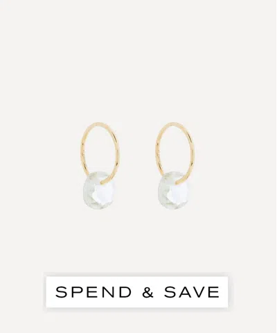 By Pariah 14ct Gold Rose Cut Green Amethyst Hoop Earrings