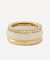 By Pariah 14ct Gold Slim Classic Trilogy Stack White Jasper Ring In Gold