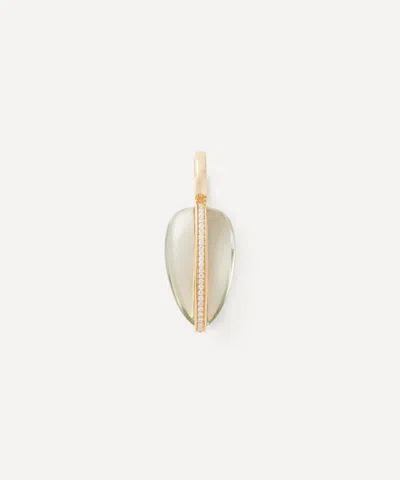 By Pariah 14ct Gold Small Diamond Pebble Amethyst Pendant