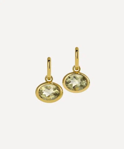 By Pariah 14ct Gold Xl Orbit Green Amethyst Drop Hoop Earrings In Neutral