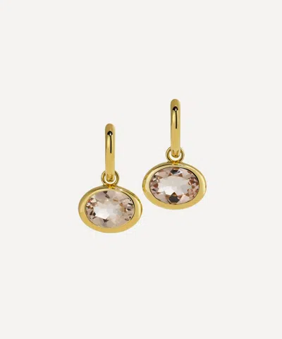 By Pariah 14ct Gold Xl Orbit Morganite Drop Hoop Earrings In Metallic