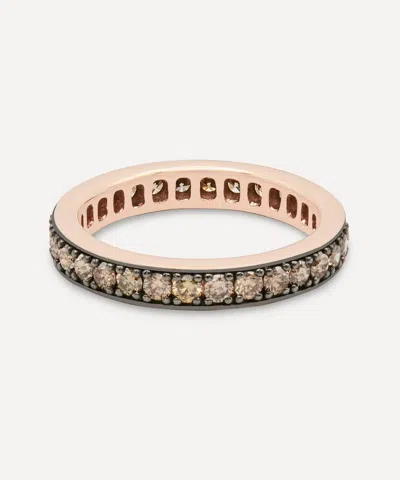 By Pariah 14ct Rose Gold Chubby Champagne Diamond Band Ring