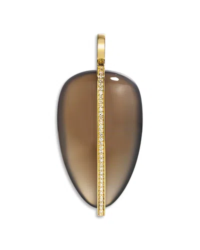 By Pariah 14k Yellow Gold Smoky Quartz & Diamond Pebble Pendant In Brown