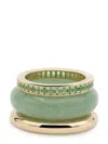 By Pariah 14kt Yellow Gold Luminous Multi-stone Stackable Ring In Grün