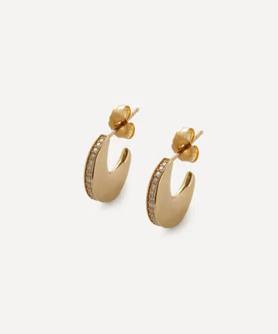 By Pariah 9ct Gold Diamond Linings Huggie Hoop Earrings