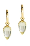 By Pariah Acorn Drop Hoop Earrings In Green Amethyst