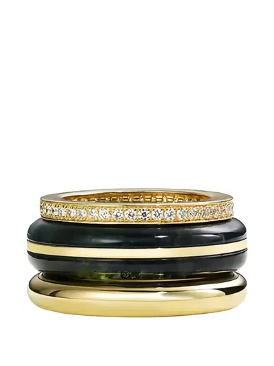 By Pariah Agate And Diamond Ring (set Of Three) In Gold