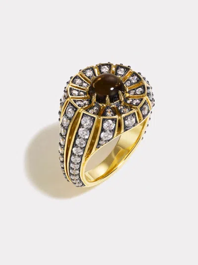 By Pariah Aurora Cocktail Ring | Smokey Quartz Grey/brown/gold In Neutral