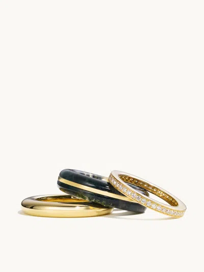 BY PARIAH CLASSIC RING STACK 14K GOLD / DIAMOND / MOSS AGATE 54