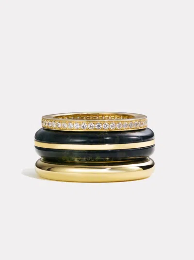 By Pariah Classic Ring Stack | Moss Agate