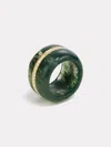 By Pariah Diamond Pebble Cocktail Ring | Moss Agate