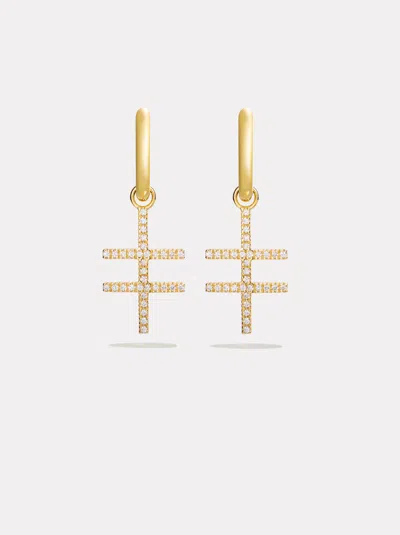 By Pariah Double Crossing Earrings, Pair – White Diamond In Gold