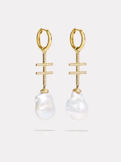 By Pariah Double Crossing Pearl Earrings