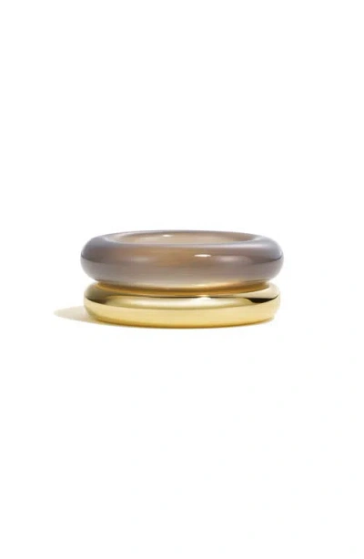 By Pariah Duo Set Of 2 Stack Rings In Grey Agate
