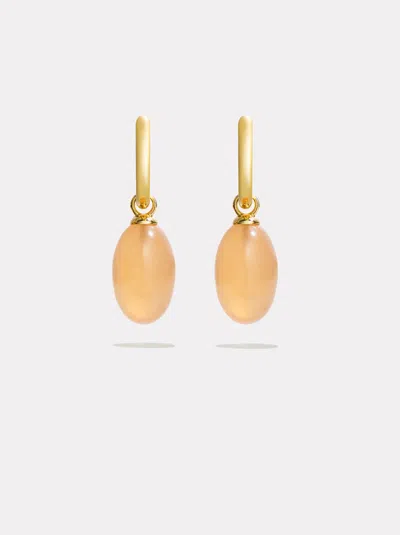 By Pariah Ellipse Drop Hoops | Orange Moonstone
