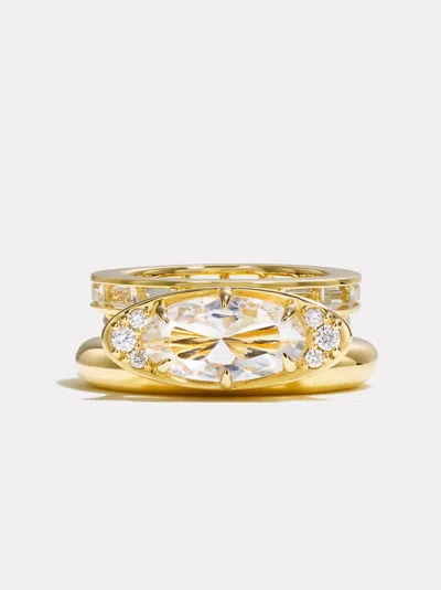 By Pariah Ellipse Prism Ring Stack | White Topaz In Gold