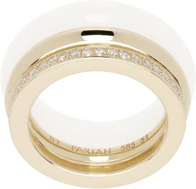 By Pariah Gold & White Classic Stack Ring Set In Green