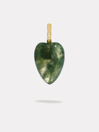 By Pariah Heartstone Diamond Pendant Moss Agate Green