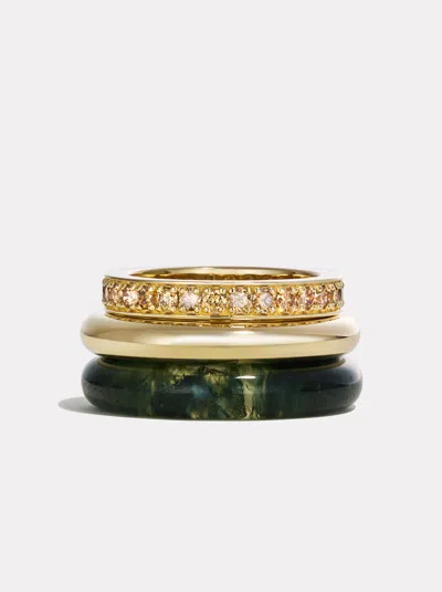 By Pariah Kalahari Ring Stack Moss Agate