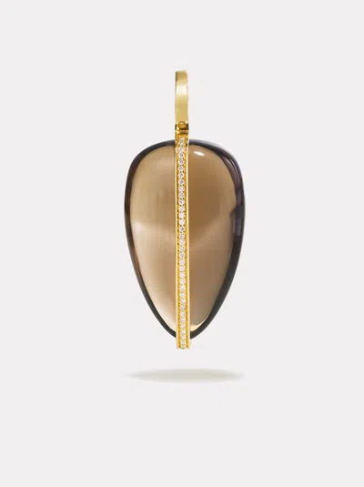 BY PARIAH BY PARIAH LARGE DIAMOND PEBBLE PENDANT IN SMOKEY QUARTZ | 14K