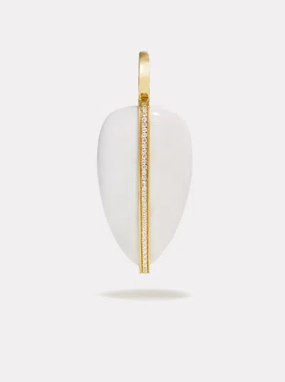By Pariah Large Diamond Pebble Pendant In White Agate | 14k
