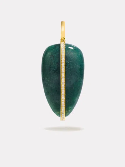 By Pariah Large Diamond Pebble Pendant | Moss Agate Green In Multi