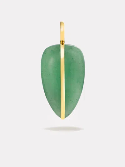 By Pariah Large Pebble Pendant In Green Aventurine | 14k