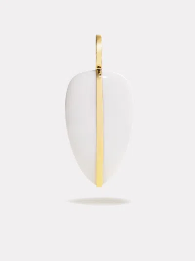 By Pariah Large Pebble Pendant In White Agate| 14k