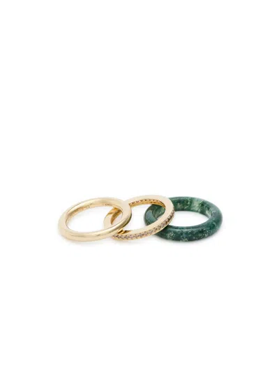 By Pariah Moss Agate And 14kt Gold Rings