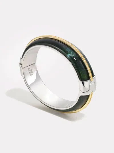 By Pariah Pebble Cocktail Cuff Moss Agate Green In Metallic