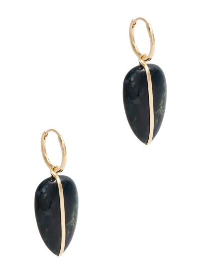 By Pariah Pebble Large 14kt Gold Hoop Earrings In Green