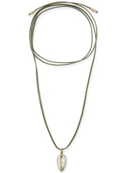 By Pariah Pebble Small Silk Necklace In Light Green