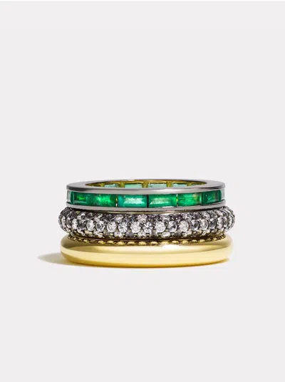 By Pariah Reverie Emerald Prism Ring Stack In Gold
