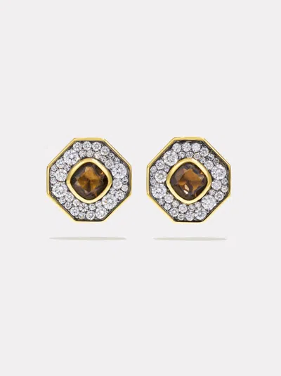 By Pariah Reverie Studs | Smokey Quartz Grey/brown/gold