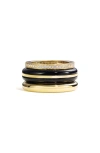 By Pariah Set Of 3 Stack Rings In Black/ Yellow Gold