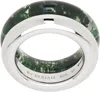 By Pariah Silver & Green Duo Pinky Stack Moss Agate Ring Set In Sterling Silver
