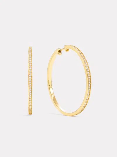 By Pariah Single Line Diamond Hoops Gold/diamond