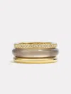 By Pariah Slim Classic Ring Stack Grey Agate | White Diamond In Gold