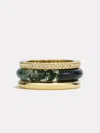 By Pariah Slim Classic Ring Stack Moss Agate | White Diamond In Brown