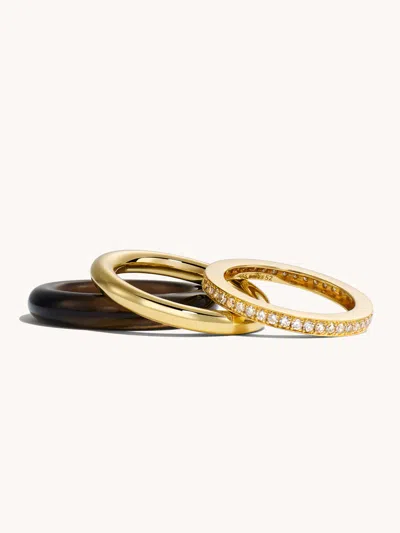 By Pariah Slim Classic Ring Stack Smokey Quartz 6 In Gold