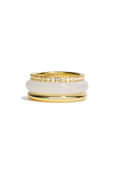 By Pariah Slim Classic Set Of 3 Stacking Rings In White Jasper