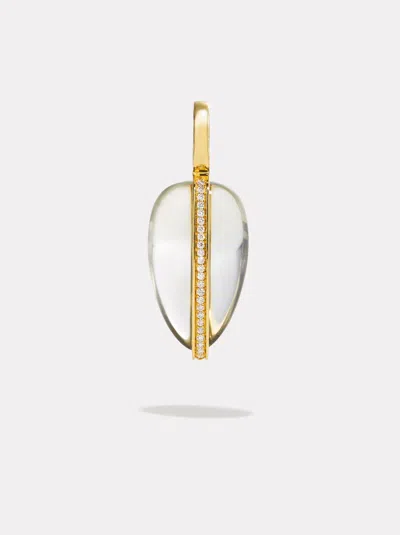 By Pariah Small Diamond Pebble Pendant In Green Amethyst | 14k In Gold