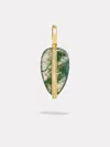 By Pariah Small Diamond Pebble Pendant In Moss Agate | 14k In Green