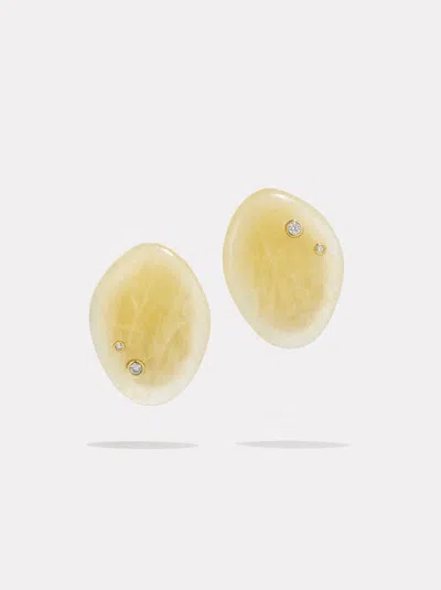 By Pariah Small Venus Earrings Jade In Brown