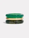 By Pariah Stone Trilogy Gold Stack | Moss Agate & Green Chalcedony In Brown