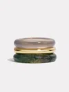 By Pariah Stone Trilogy Gold Stack | Moss & Grey Agate In Brown