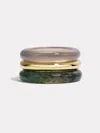 By Pariah Stone Trilogy Gold Stack | Moss & Grey Agate In Brown