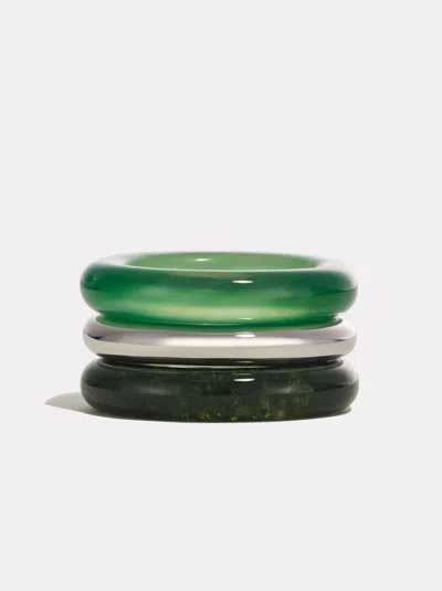 By Pariah Stone Trilogy Stack | Green Chalcedony & Moss Agate In Orange