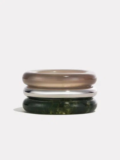 By Pariah Stone Trilogy Stack | Moss Agate & Grey Agate In Gray