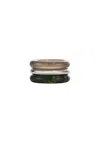 By Pariah Stone Trilogy Stack Ring In Moss & Grey Agate